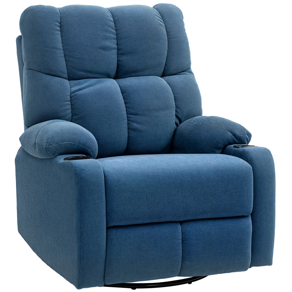 HOMCOM Relaxsessel mit Fußstütze, Liegesessel, drehbar, bis 150 kg, Stahlrahmen, 88x96x108cm, Dunkelblau