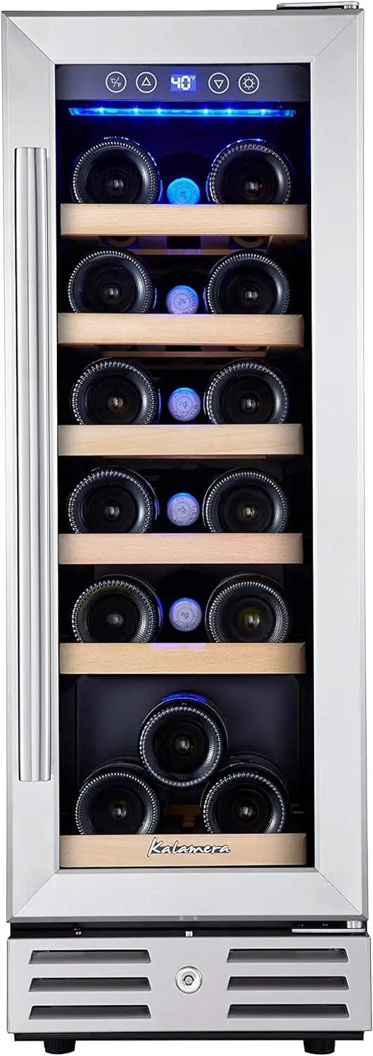 24-Inch Dual-Zone Wine Cooler – 46-Bottle Capacity, Built-In or Freestanding Stainless Steel Fridge