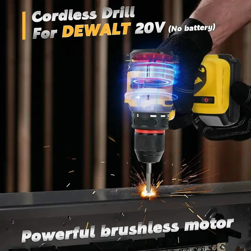 20V Brushless Cordless Drill Driver – Dewalt Battery Compatible, Two-Speed Control