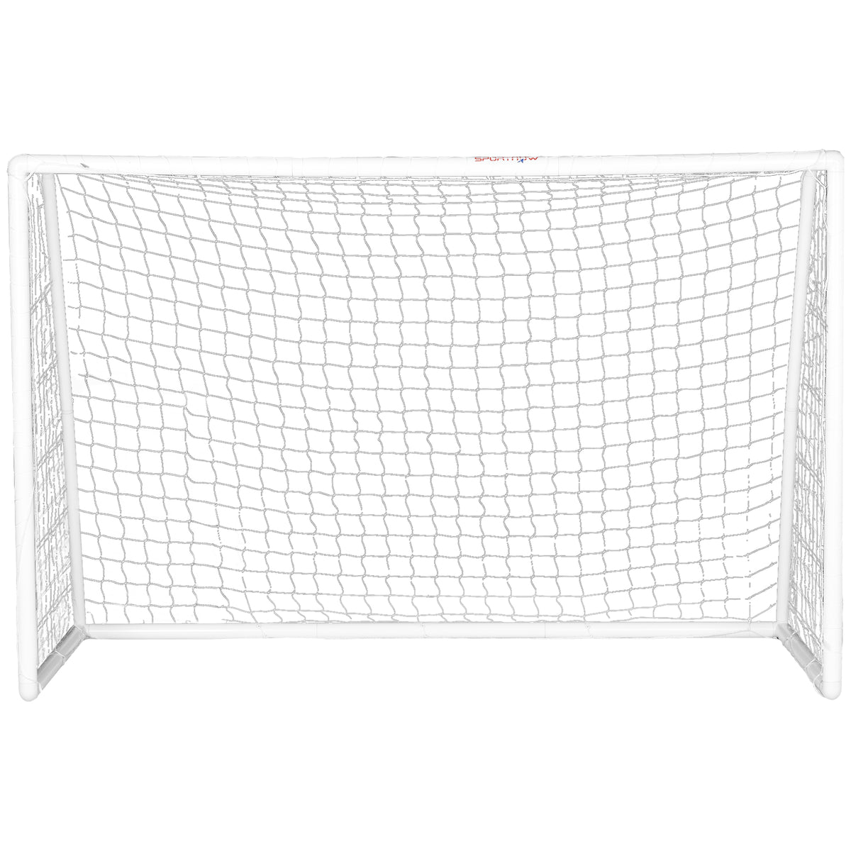 SPORTNOW Fußballtor mit Netz PVC-Pfosten und Bodennägeln für schnelle Installation 2,4 x 1,8 m weiß