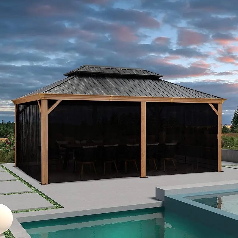 18 ft W x 12 ft D Heavy-Duty Metal Patio Gazebo with Reinforced Canopy and Anchoring Kit
