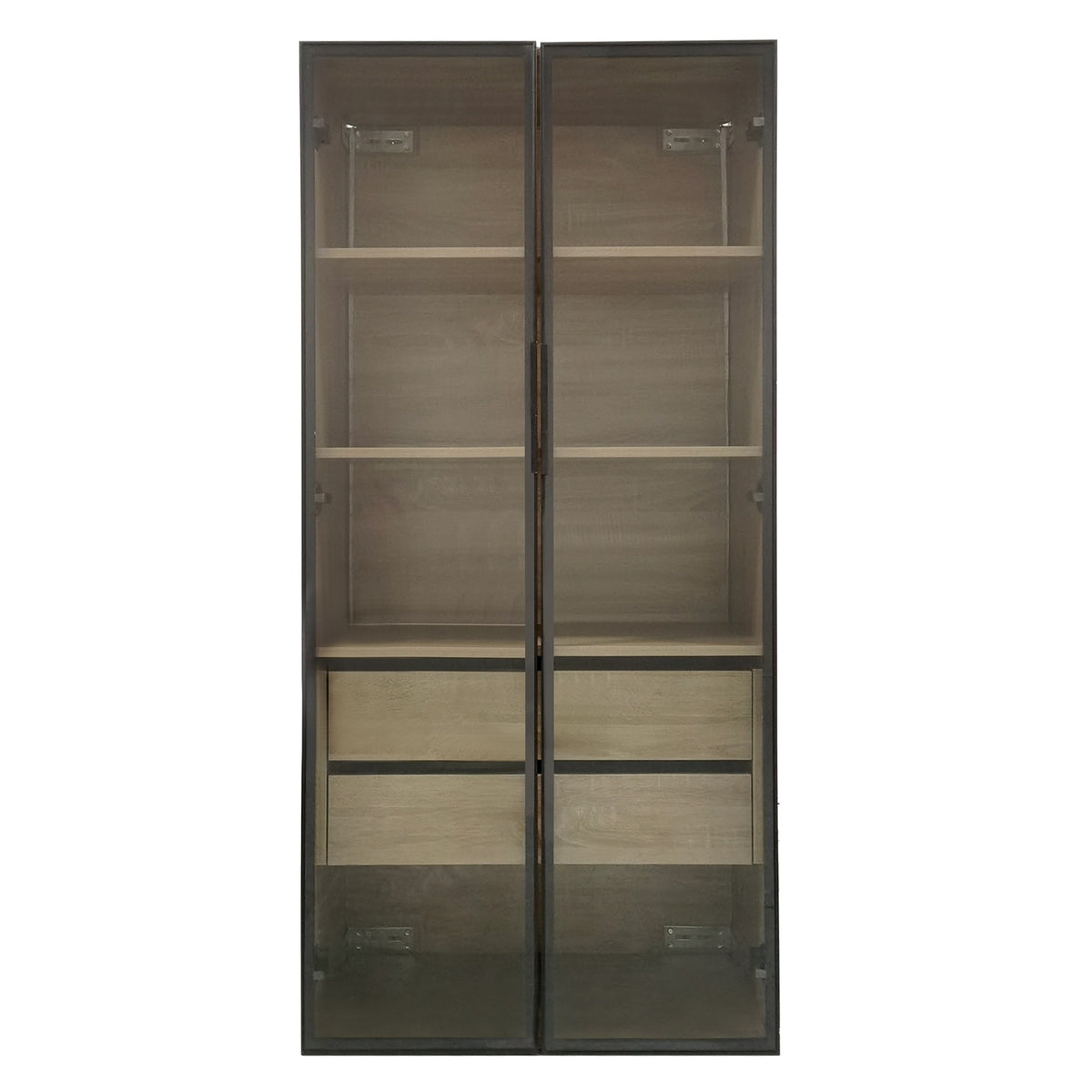 Badezimmerschrank 74x36x155 cm MDF mit LED-Beleuchtung, 2 Schubladen, 2 Türen, Milchglas, Schwarz