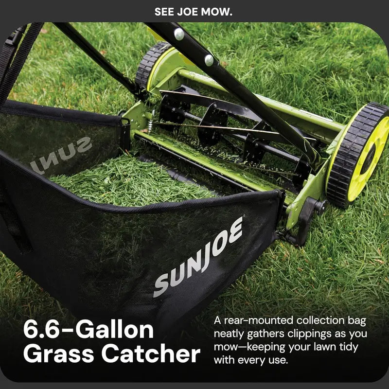 18-Inch Manual Reel Lawn Mower with Grass Catcher – Eco-Friendly, Quiet, and Low-Maintenance Push Mower