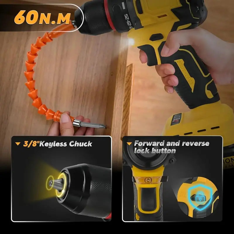 20V Brushless Cordless Drill Driver – Dewalt Battery Compatible, Two-Speed Control