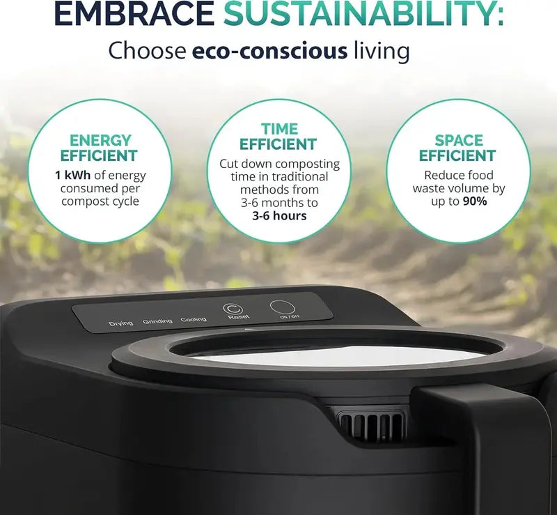2.5L Electric Kitchen Composter – Odorless Countertop Food Waste Processor with Clear Lid