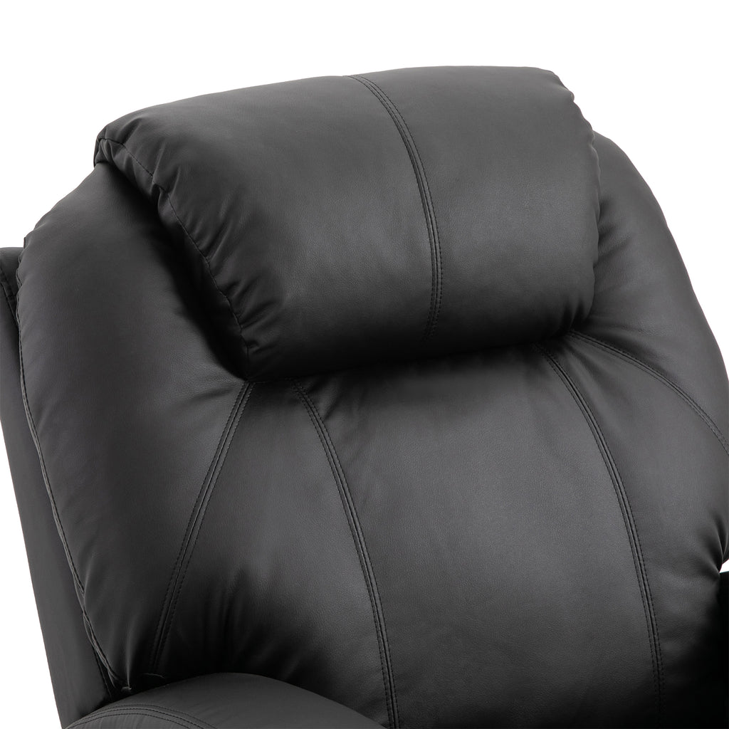 HOMCOM Massagesessel Elektrisch Relaxsessel Fernsehsessel Massagefunktion Liegefunktion TV-Sessel mit 2 Seitentaschen und Getränkehalter Kunstleder Schwarz 82 x 97 x 110 cm
