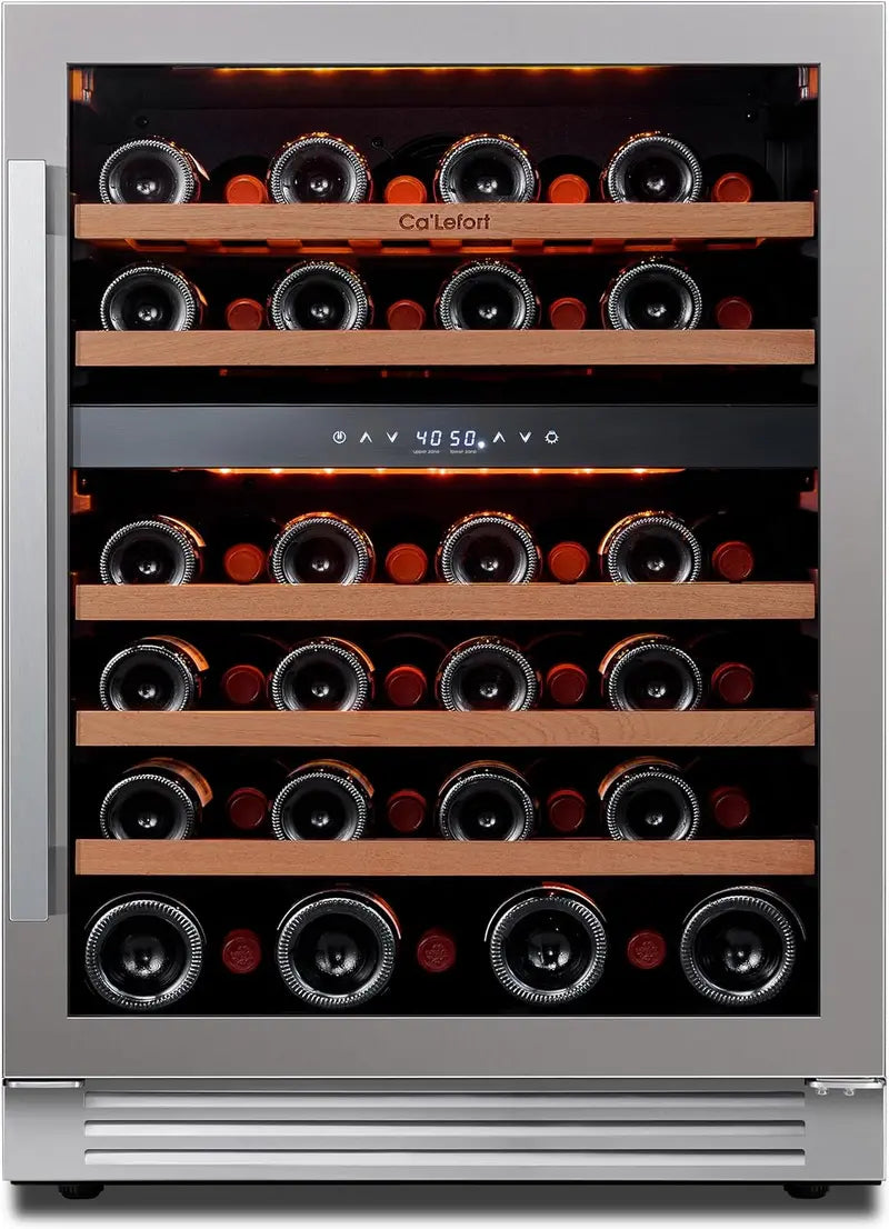 24-Inch Smart Dual-Zone Wine Refrigerator – 46-Bottle Capacity, Touchscreen Control, 40–65°F Range