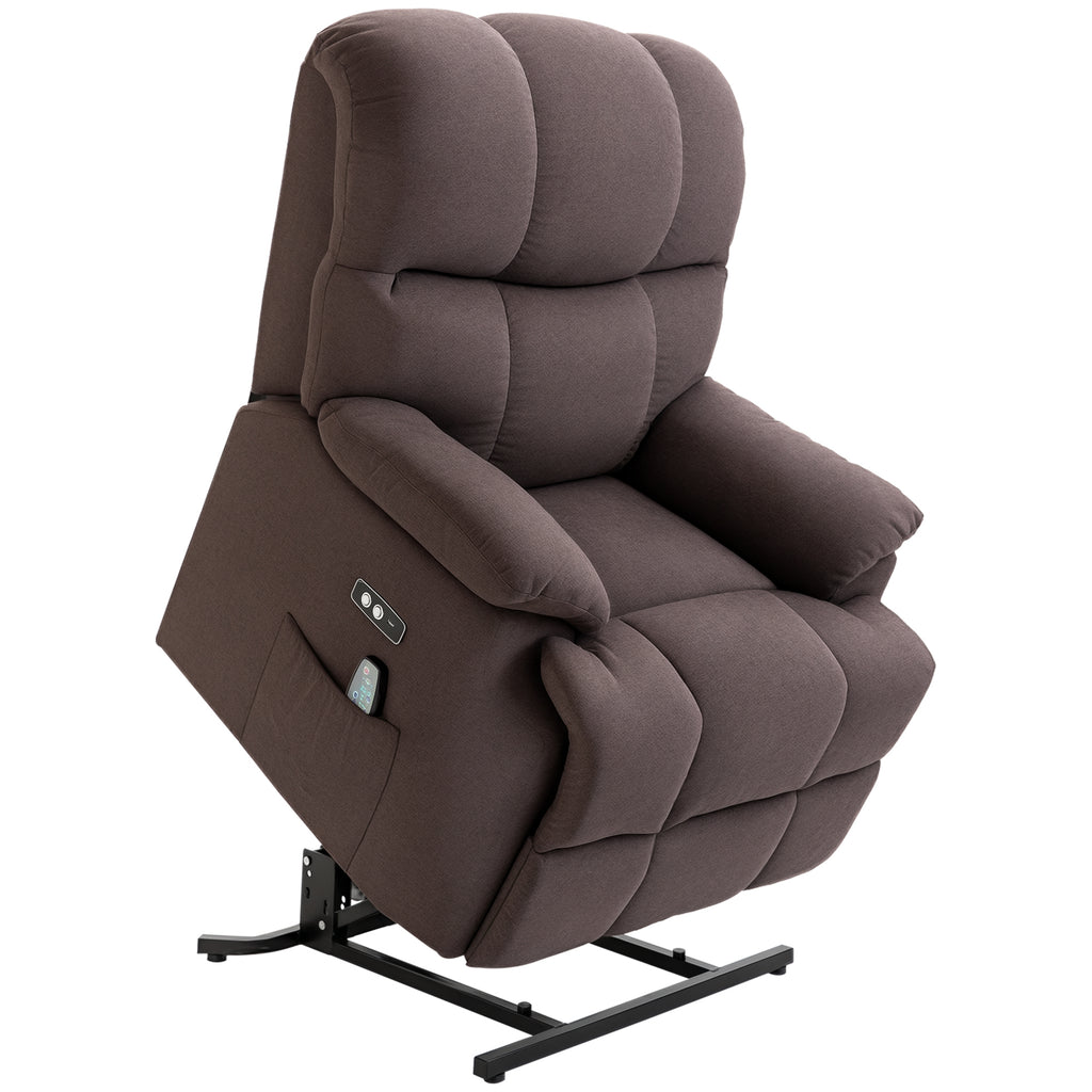 HOMCOM Massagesessel mit Aufstehhilfe, Relaxsessel mit Aufstehhilfe, inkl. Fernbedienung, USB-Schnittstelle, Braun