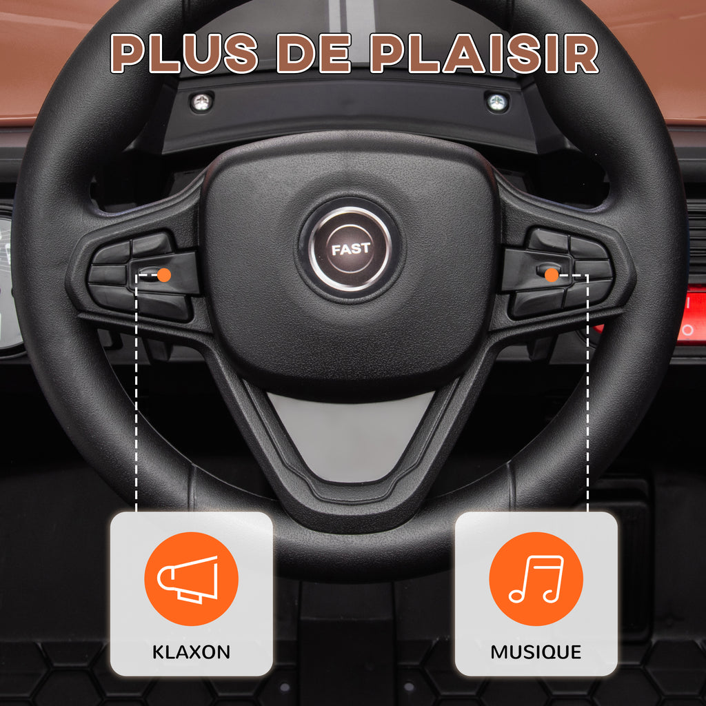 AIYAPLAY Elektroauto für Kinder UTV Buggy für Kinder mit 2,4-GHz-Fernbedienung 2 Motoren 103L x 69B x 59H cm Braun