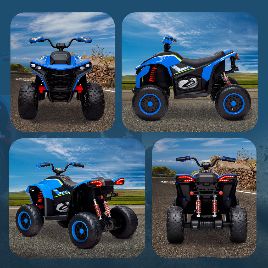 AIYAPLAY Elektroquad für Kinder, 3-6 km/h, LED-Scheinwerfer, Musik, USB, für 3-8 Jahre, Blau