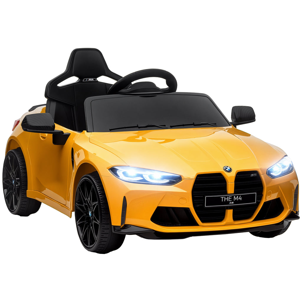 AIYAPLAY Elektro Kinderauto BMW M4, Sound & Licht, 3-5 km/h, inkl. Fernsteuerung, für 3-5 Jahre, Gelb