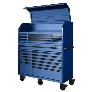 23-Drawer Heavy-Duty Rolling Tool Chest & Cabinet Set – 56-Inch Wide Matte Blue Professional Storage System