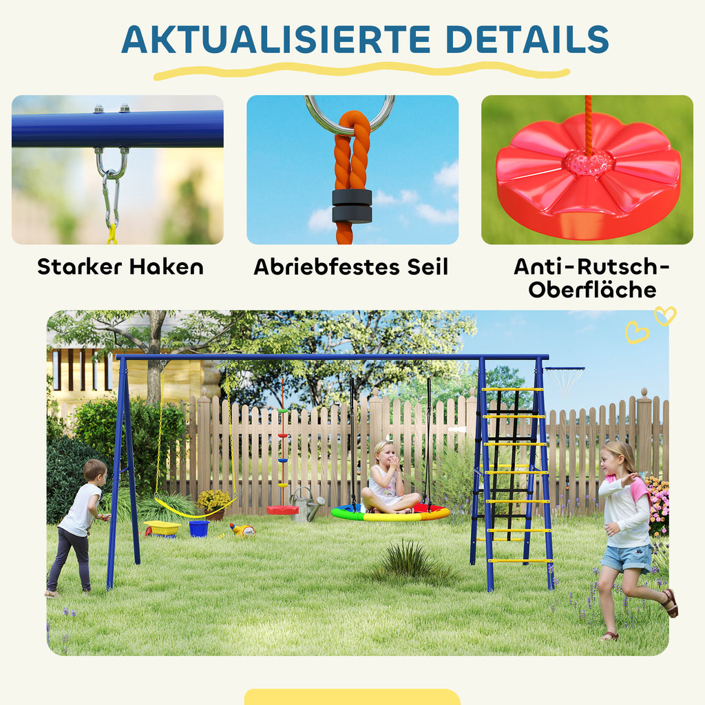 AIYAPLAY Kinderschaukel-Set, Stahl, 3-8 Jahre, 6-in-1-Design, Bunt