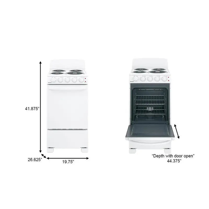 2025 20-Inch 4-Burner Electric Range – Freestanding White Smooth-Top Cooking Appliance