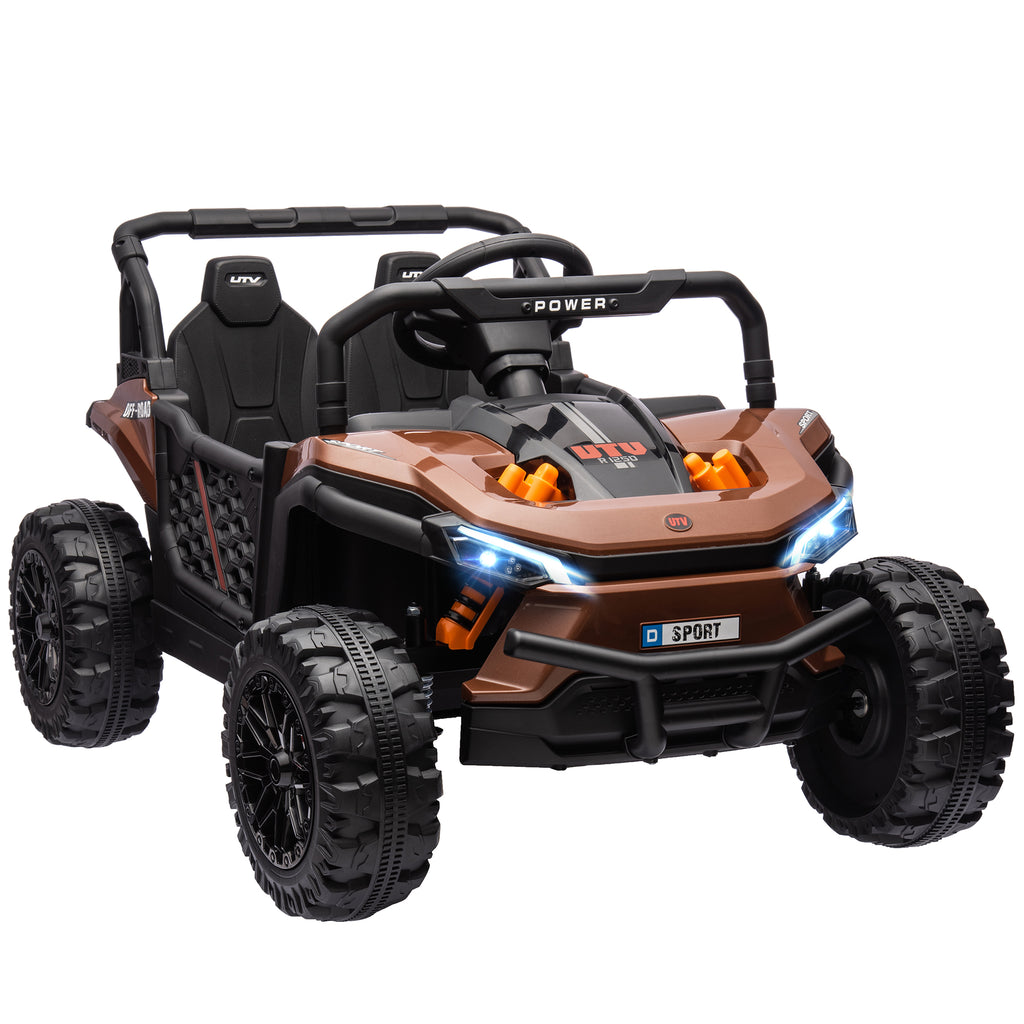 AIYAPLAY Elektroauto für Kinder UTV Buggy für Kinder mit 2,4-GHz-Fernbedienung 2 Motoren 103L x 69B x 59H cm Braun