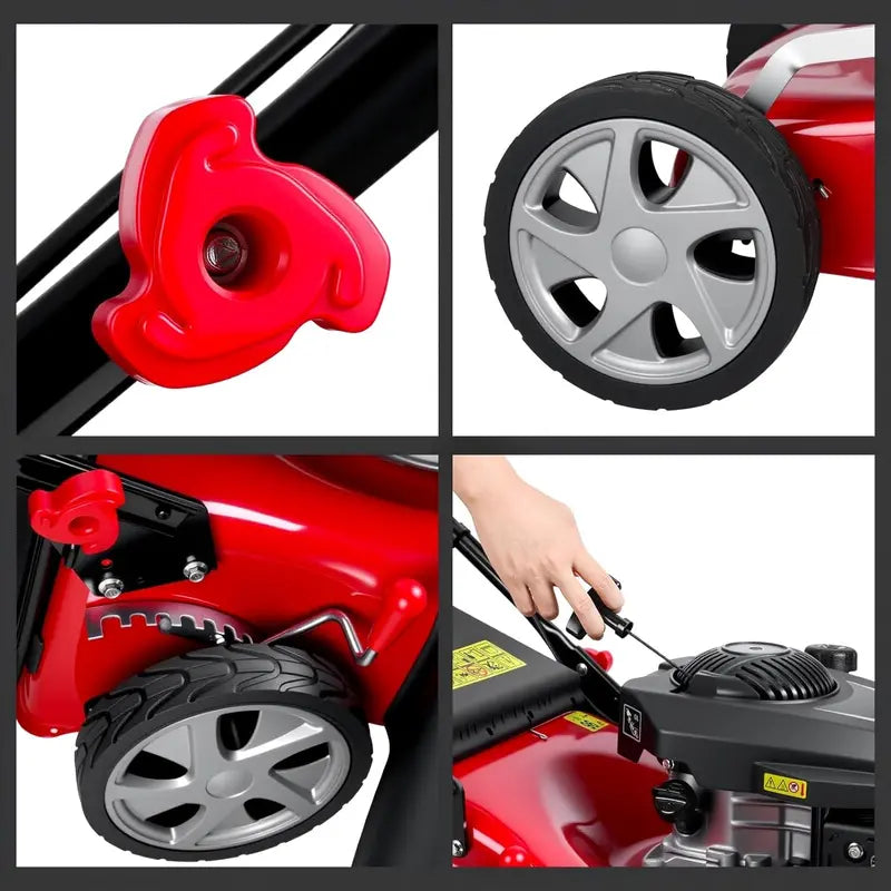 18-Inch 3-in-1 Self-Propelled Gas Lawn Mower – 131cc Engine, 50L Grass Catcher, Heavy-Duty Yard Maintenance