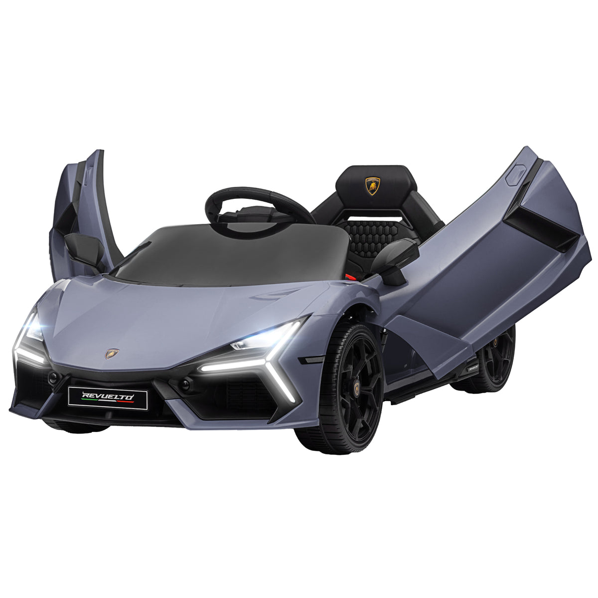 AIYAPLAY Elektroauto für Kinder von 3-5 Jahren, sanfter Antrieb, fernsteuerbar, mit Hupe, Kunststoff und Metall, Grau