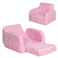 HOMCOM 2-in-1 Kindersessel, Minisessel, Kindersofa für 3-4 Jahre alt, Liegefunktion, Rosa, 47 x 45 x 38 cm