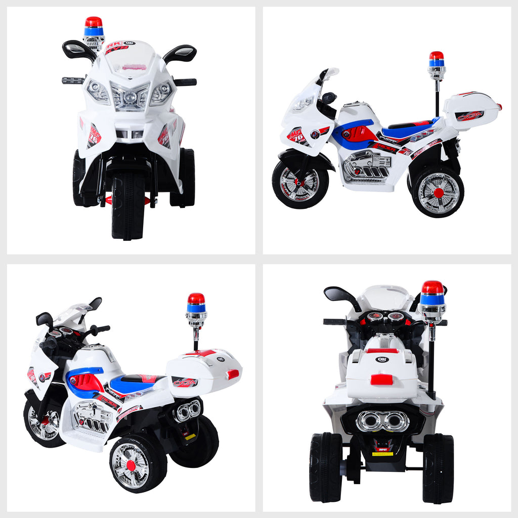 HOMCOM Elektro-Motorrad für Kinder von 3-5 Jahren Elektrisches Spielzeug-Motorrad 3 Räder mit Musik, Geschwindigkeit 3 km/h, Lichter 112×51×72,5 cm
