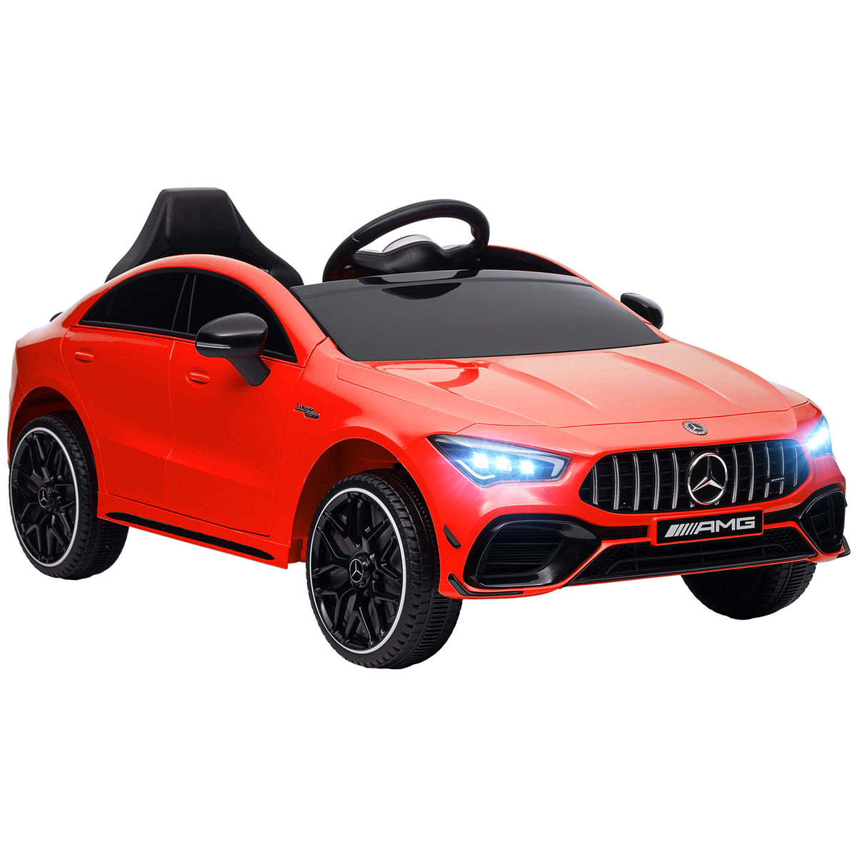 AIYAPLAY Kinder-Elektroauto, fernsteuerbar, mit Transportrollen, LED-Lichter, Hupe, für Kinder von 3-6 Jahren, Rot