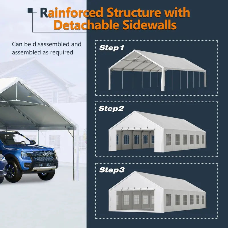 20′ x 40′ Commercial-Grade Party Tent – Waterproof Event Shelter with Zippered Door, Removable Sidewalls & Storage Bags