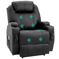 HOMCOM Massagesessel Elektrisch Relaxsessel Fernsehsessel Massagefunktion Liegefunktion TV-Sessel mit 2 Seitentaschen und Getränkehalter Kunstleder Schwarz 82 x 97 x 110 cm