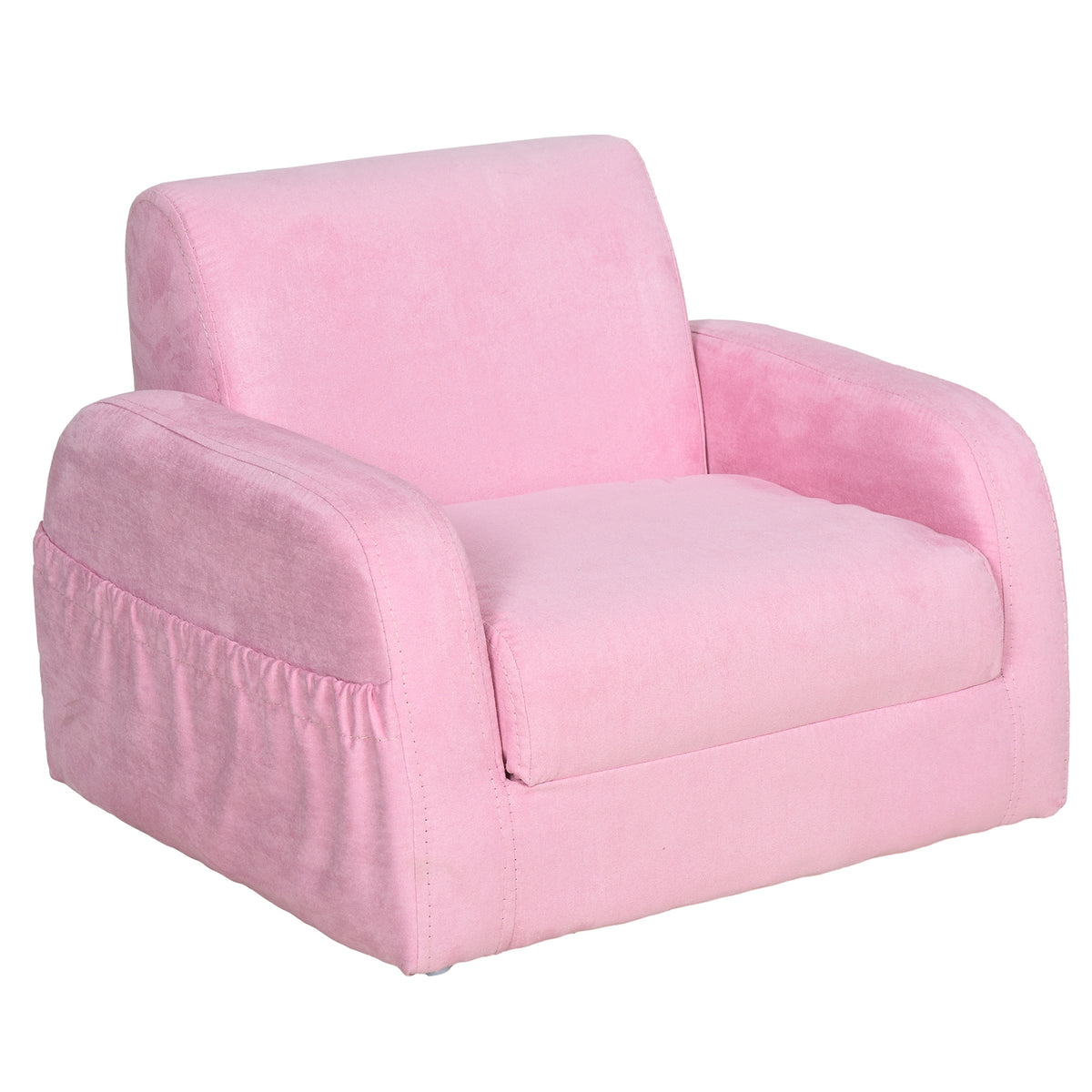 HOMCOM 2-in-1 Kindersessel, Minisessel, Kindersofa für 3-4 Jahre alt, Liegefunktion, Rosa, 47 x 45 x 38 cm