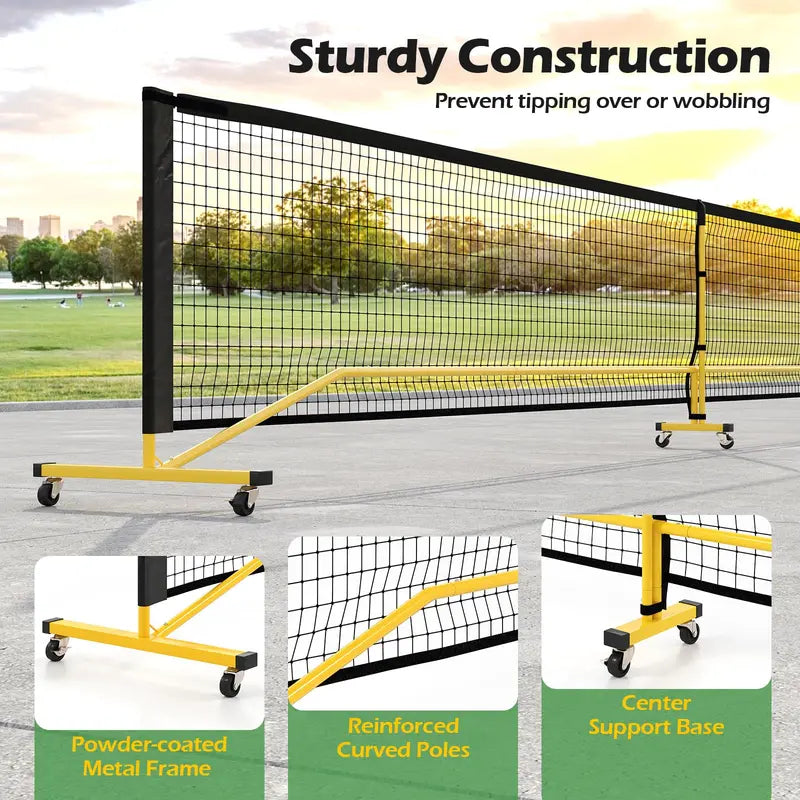 22-Foot Regulation Pickleball Net System – Powder-Coated Steel Frame with Adjustable Height and Weather-Resistant Net