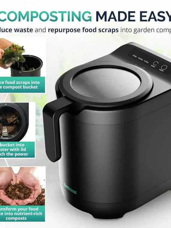 2.5L Electric Kitchen Composter – Odorless Countertop Food Waste Processor with Clear Lid