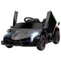 HOMCOM Elektro Kinderauto, lizenzierter Lamborghini Veneno, 3-7 km/h, Flügeltüren, Musikplayer, Fernsteuerung, Schwarz