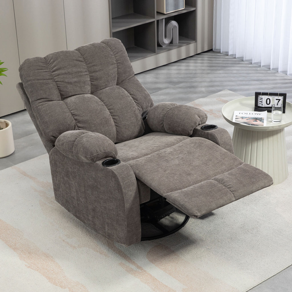 HOMCOM Relaxsessel mit Fußstütze, Loungesessel modern, drehbar, bis 150 kg, Stahlrahmen, 88x96x108cm, Hellbraun
