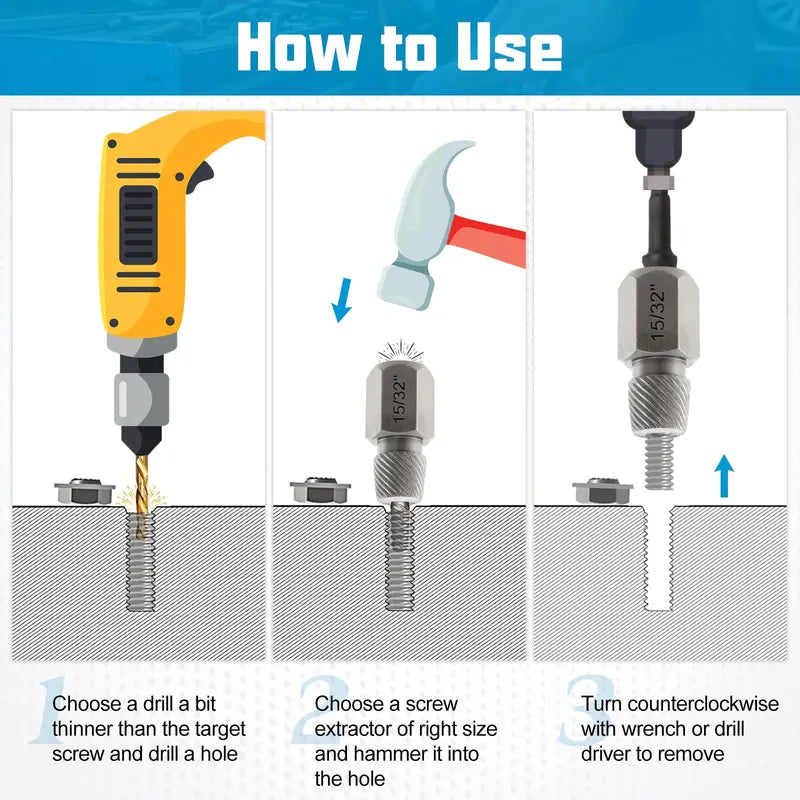 27-Piece Broken Screw Extractor Kit – High-Carbon Steel Removal Tools