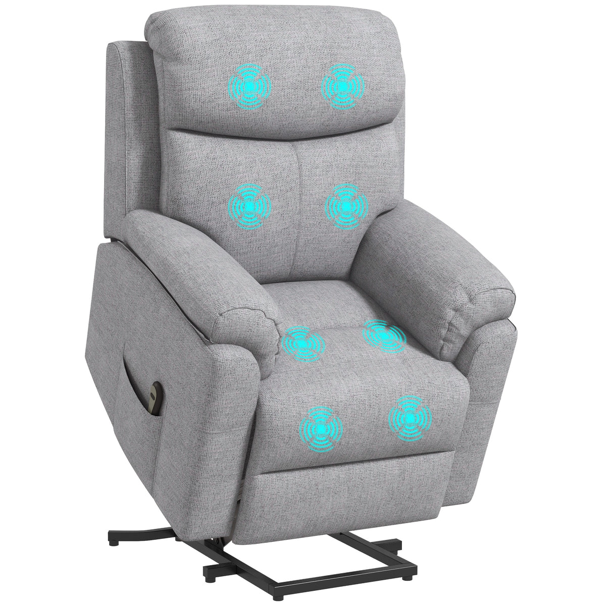 HOMCOM Elektrischer Aufstehsessel, Sessel mit Aufstehhilfe, Relaxsessel mit Schlaffunktion, Leinenoptik, 83 x 89 x 102 cm, Grau