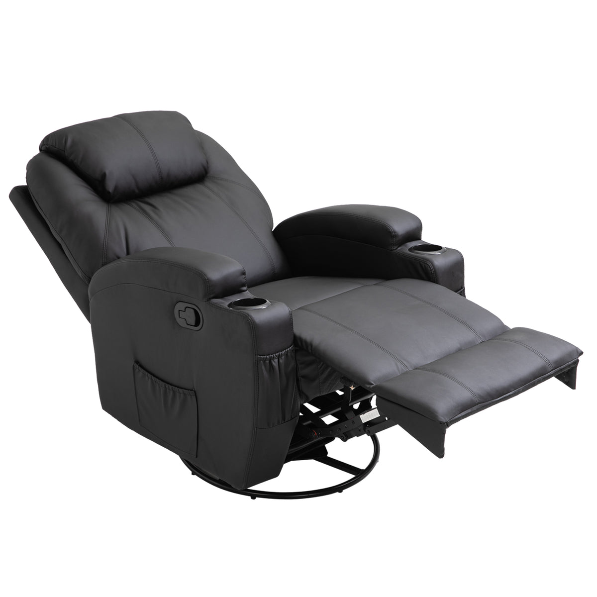 HOMCOM Massagesessel Elektrisch Relaxsessel Fernsehsessel Massagefunktion 5 Massage-Modi Liegefunktion Kunstleder Holz Metall Schaumstoff Schwarz 84 x 92 x 109 cm