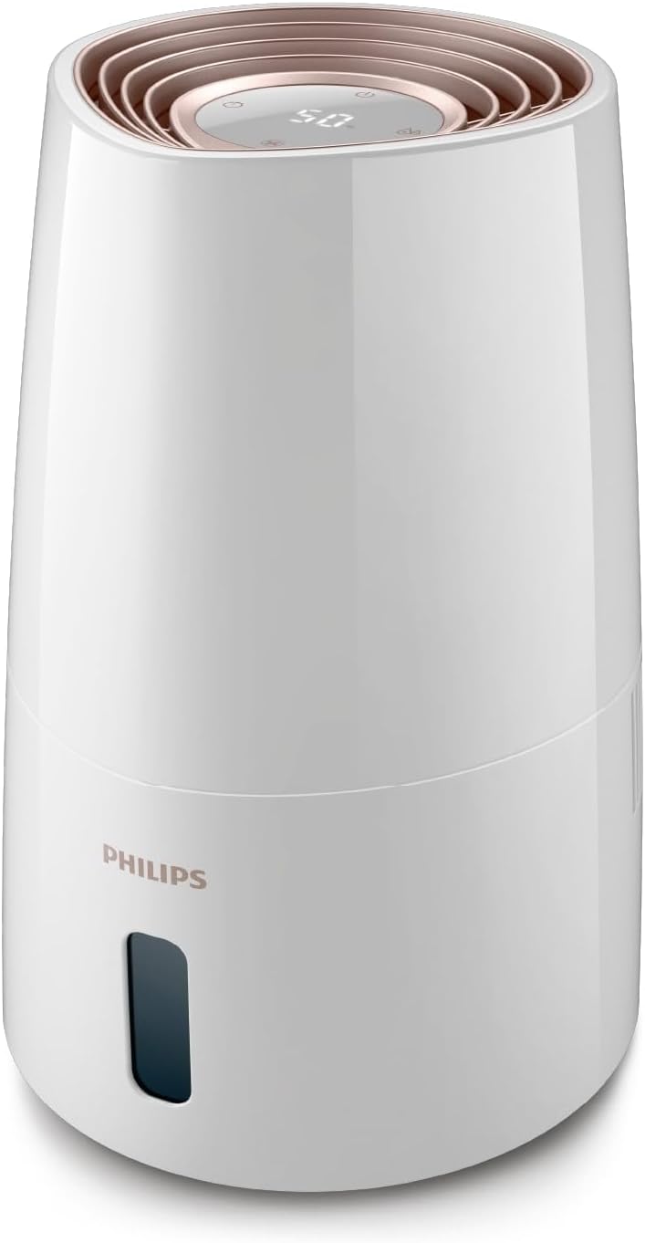 Philips HU3916/10 3000 Series Luftbefeuchter 3L – 99% bakterienreduziert, 45m², 360°, 20h, 9h Timer, Weiß
