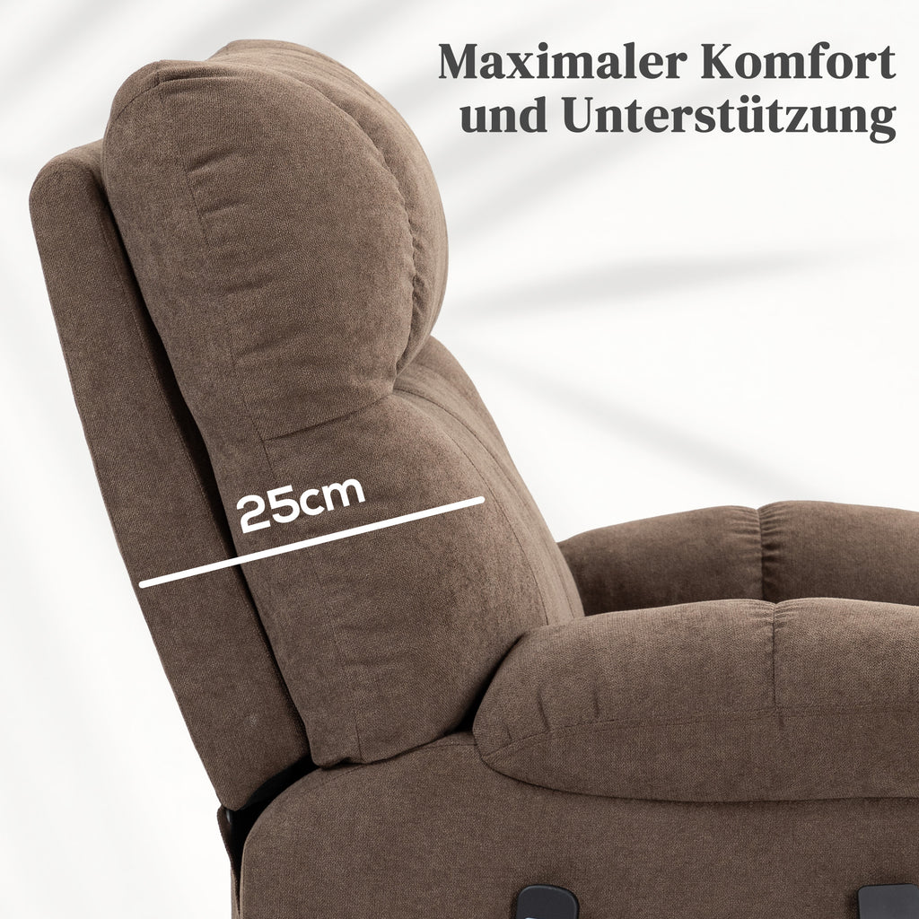 HOMCOM Relaxsessel mit Aufstehhilfe, elektrisch, 90x75x100cm, Braun