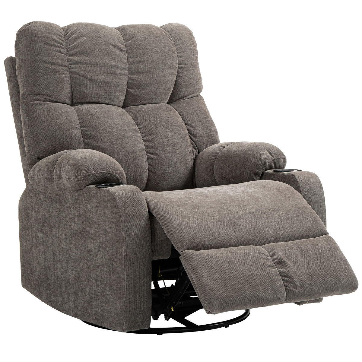 HOMCOM Relaxsessel mit Fußstütze, Loungesessel modern, drehbar, bis 150 kg, Stahlrahmen, 88x96x108cm, Hellbraun