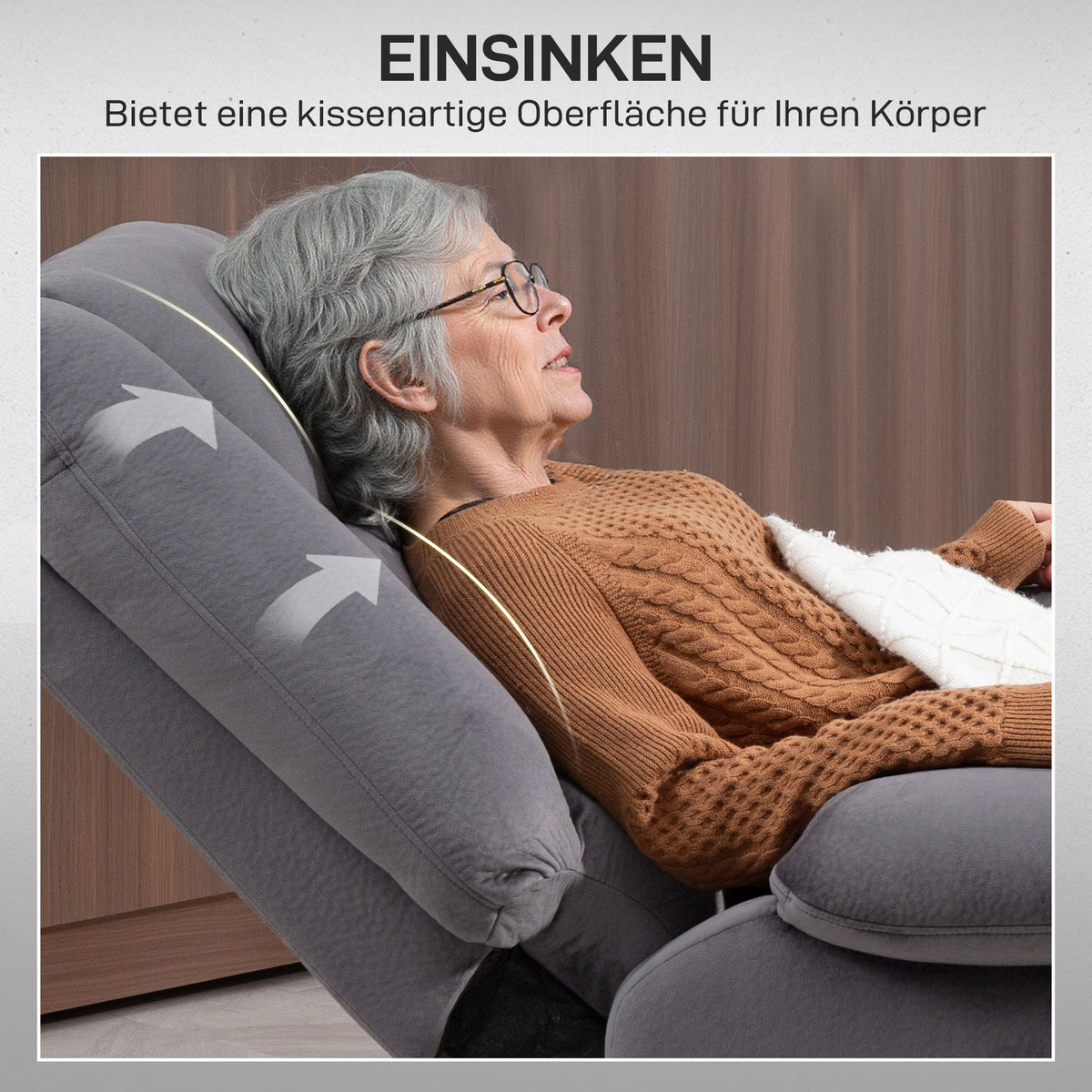 HOMCOM Fernsehsessel mit Aufstehhilfe, Wärme- und Massagefunktion, Fernbedienung und Seitentasche, Dunkelgrau