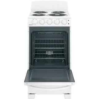2025 20-Inch 4-Burner Electric Range – Freestanding White Smooth-Top Cooking Appliance