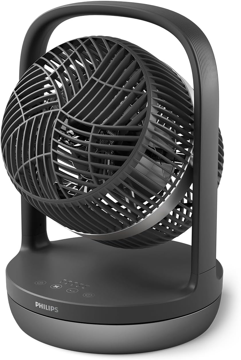Philips CX3050/01 SilentWings Tischventilator – 23dB, 738m³/h, 90° Oszillation, 180° Neigung, 3 Stufen, Schwarz