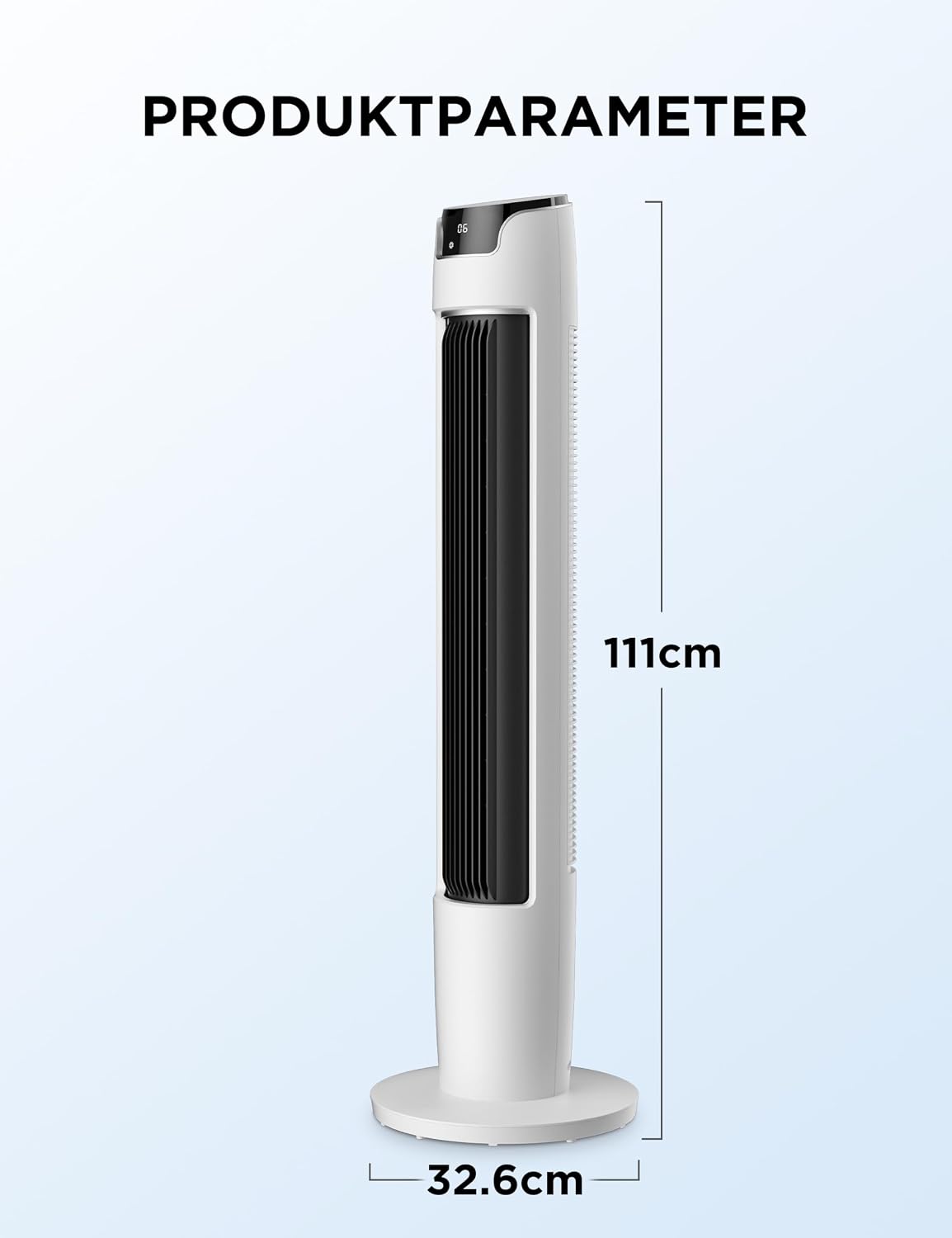 Midea FZ10-16AR Turmventilator 111cm – 6 Stufen, 3 Modi, 32dB, 60° Oszillation, 12h Timer, Weiß