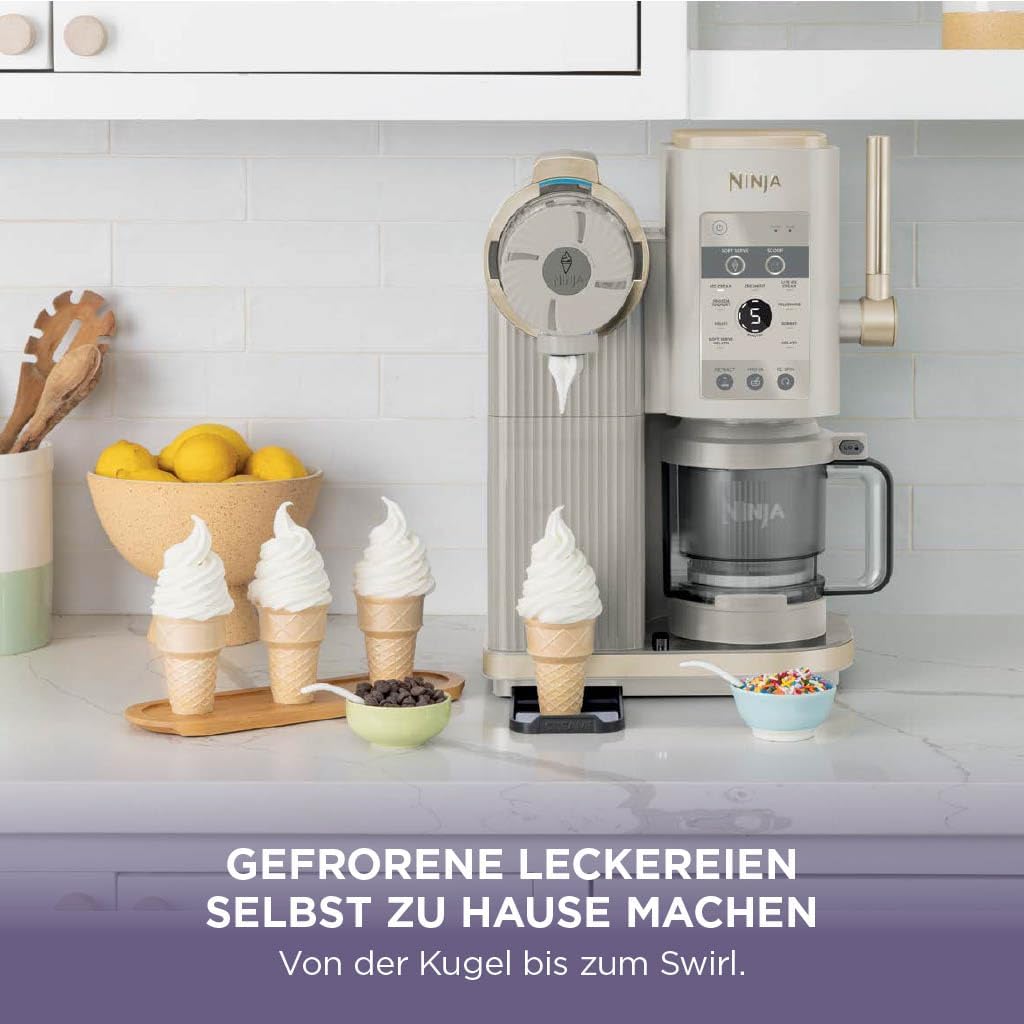 Ninja NC701EU CREAMi Scoop & Swirl Eismaschine 13-in-1 – 2x480ml, Softeis & Eis, Stone Gold