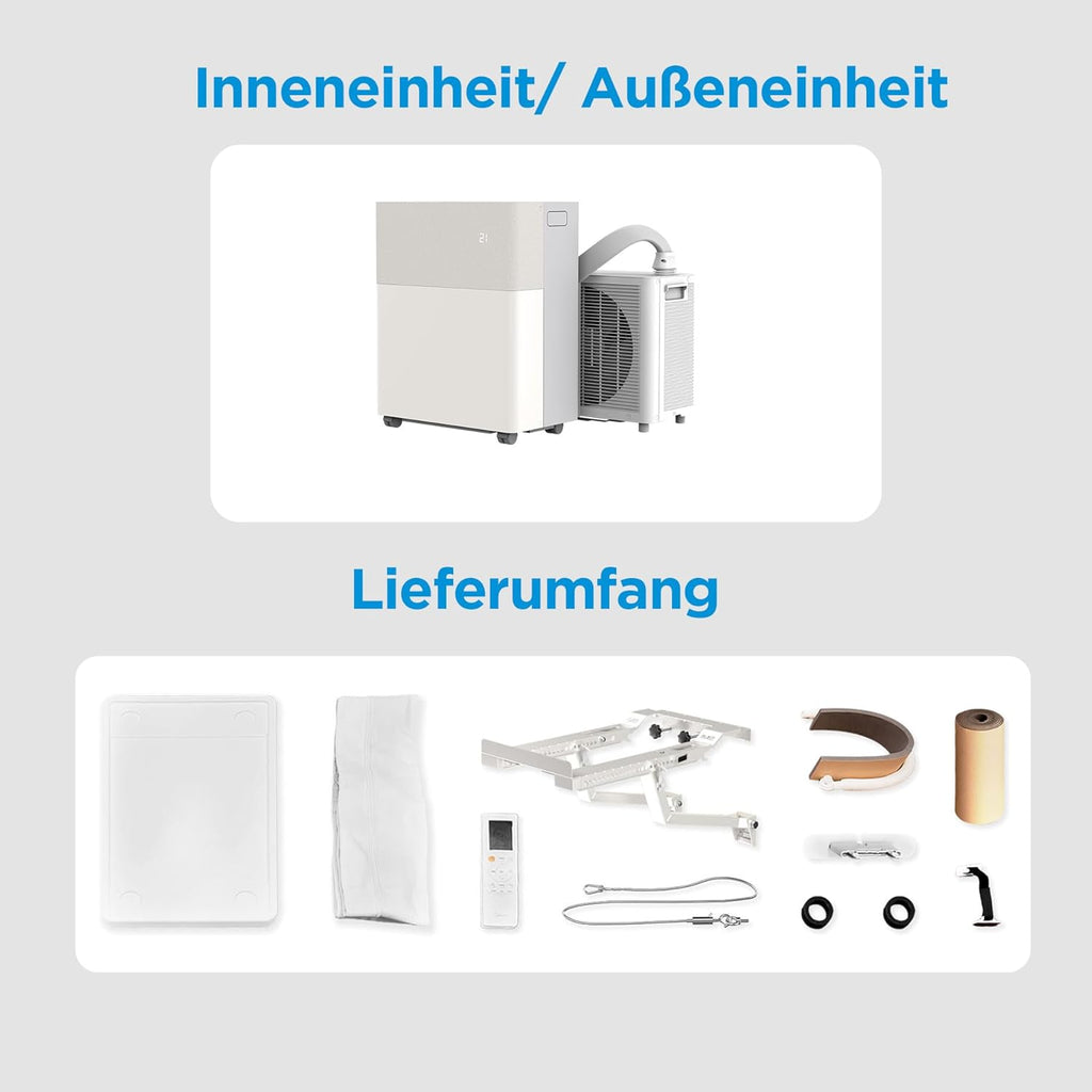 Midea PortaSplit-E Mobiles Klimagerät 12.000 BTU – Heizen & Kühlen, Inverter, App-Steuerung, Pfirsich