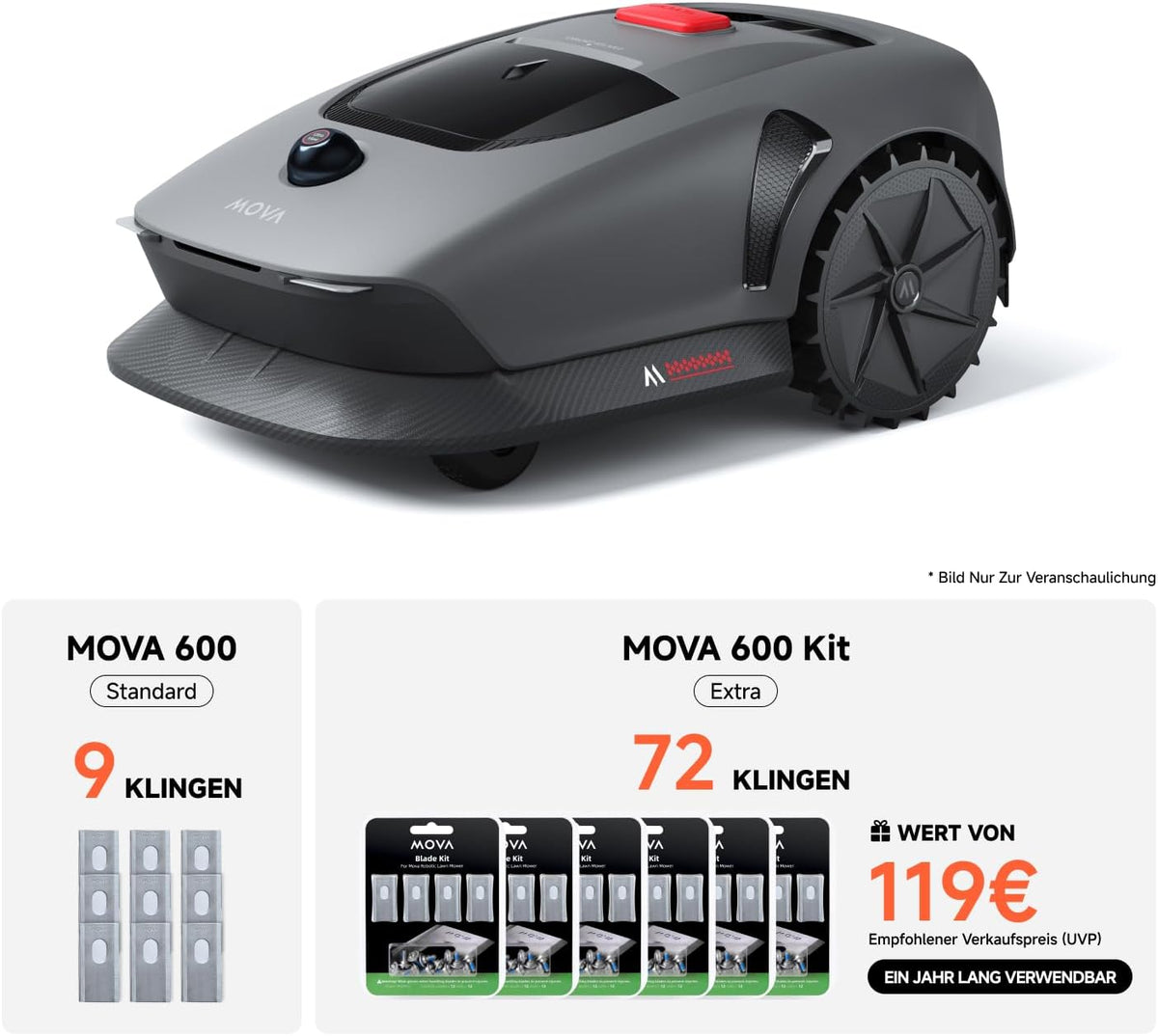 MOVA 600 Mähroboter 600 m², 3D-LiDAR & App-Steuerung