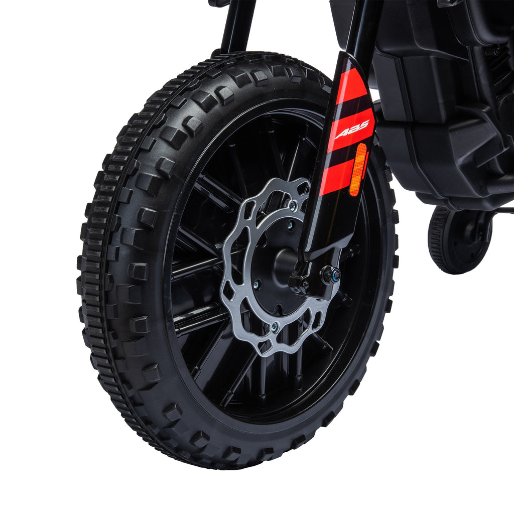 AIYAPLAY Kinder Elektro Motorrad unter Lizenz von Aprilia mit 2 12V Motoren, abnehmbare Trainingsräder, LED Licht, Musik - Rot