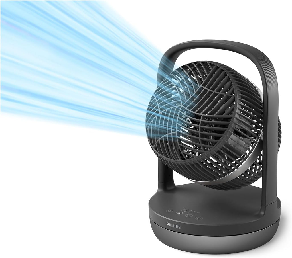 Philips CX3050/01 SilentWings Tischventilator – 23dB, 738m³/h, 90° Oszillation, 180° Neigung, 3 Stufen, Schwarz