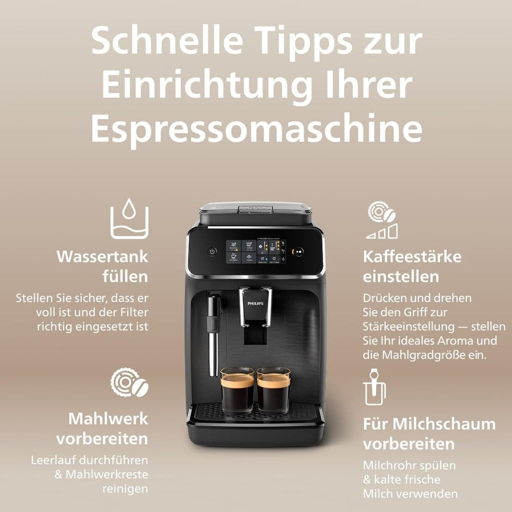 Philips EP2220/10 2200 Series Kaffeevollautomat 1,8L – Panarello, Aroma Seal, Touch Display, Schwarz
