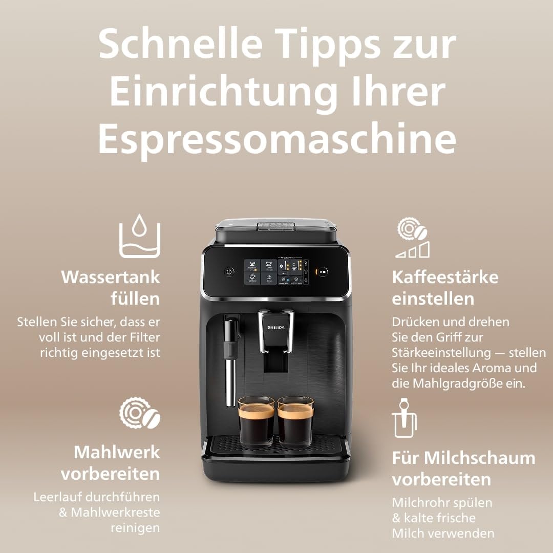 Philips EP2220/10 2200 Series Kaffeevollautomat 1,8L – Panarello, Aroma Seal, Touch Display, Schwarz