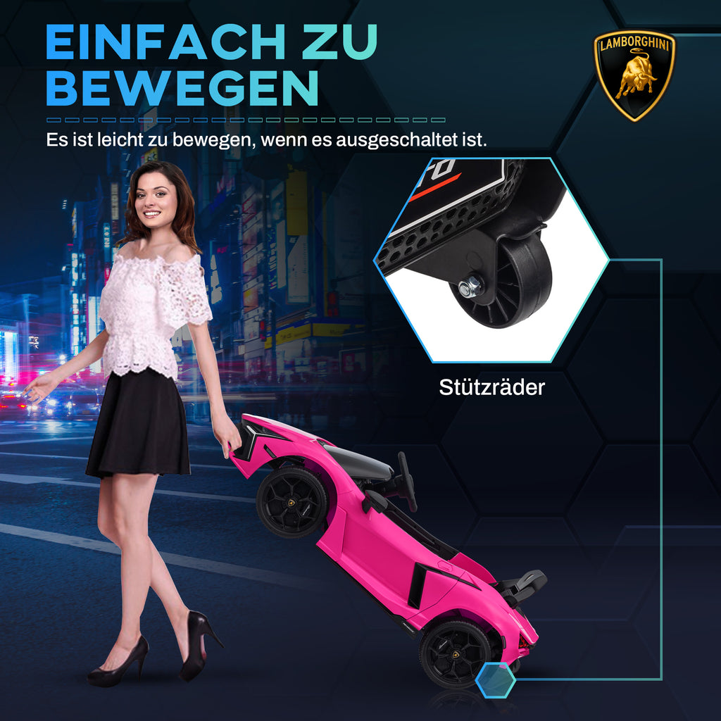 AIYAPLAY Elektroauto für Kinder von 3-5 Jahren, sanfter Antrieb, fernsteuerbar, mit Hupe, Kunststoff und Metall, Rosa
