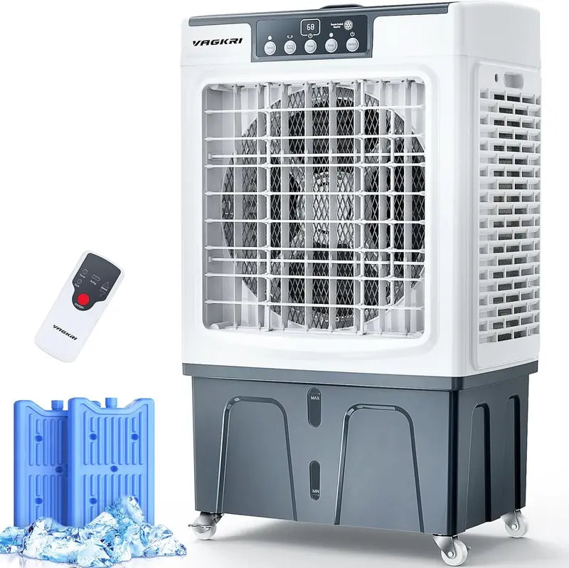 2100 CFM Evaporative Air Cooler – 120° Oscillating Swamp Cooler with Remote, 24-Hour Timer & 3 Fan Speeds (8-Gallon Tank)